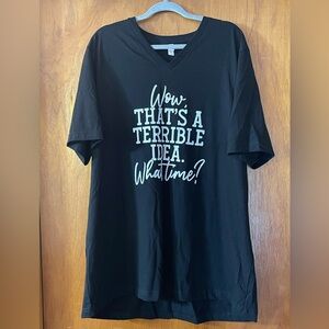 Black Graphic V‑Neck Tee